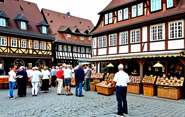 Revitalized Village Craft Fair**
"A bustling market square in a quaint Uckermark village, Germany. Local artisans display handcrafted goods: wooden toys, woven baskets, and pottery. Villagers and tourists interact, buying and selling. Traditional German architecture in the background, half-timbered houses. Bright, sunny day. Fully clothed people in appropriate attire. Safe for work. Perfect anatomy, correct proportions, natural pose, well-formed hands, proper finger count, natural body proportions. Professional photography, high quality, family-friendly, appropriate content."
**