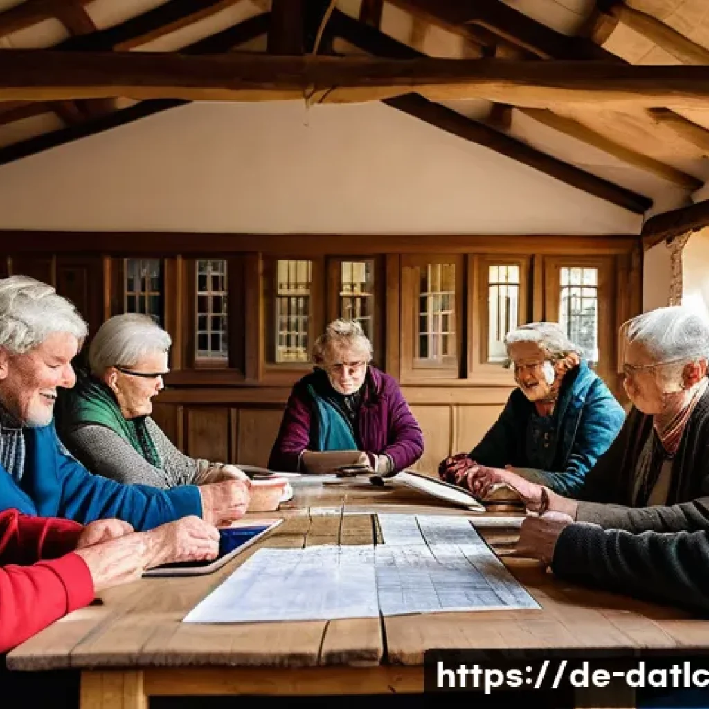 토착지식 데이터베이스의 연구 방안 - A vibrant community workshop scene in a rural European village, featuring diverse local residents in...